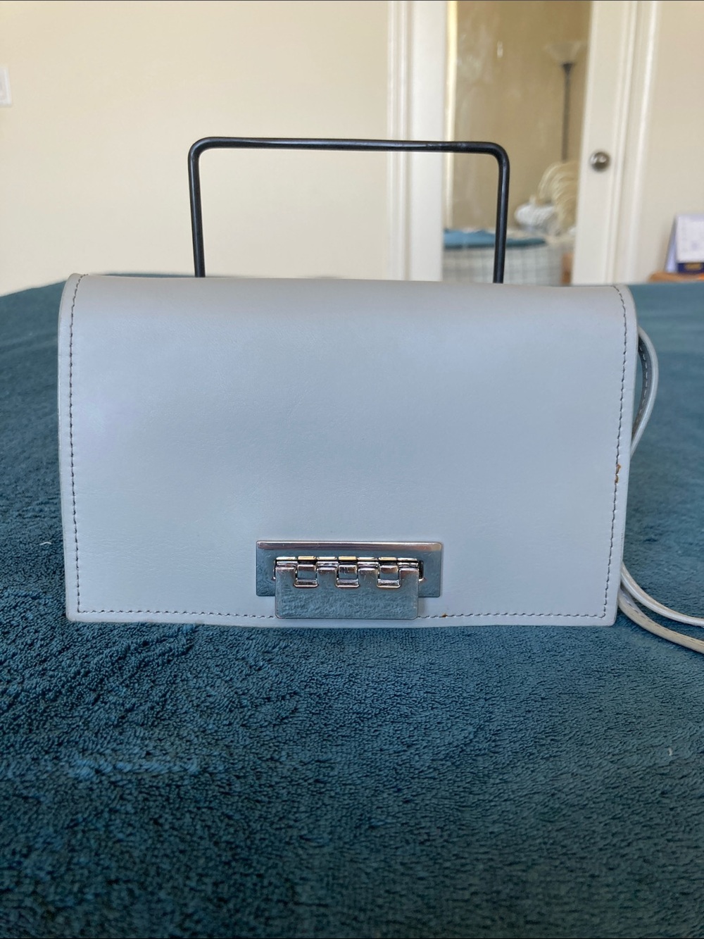 ZAC Zac Posen Earthette crossbody bag wallet on chain in gray leather
